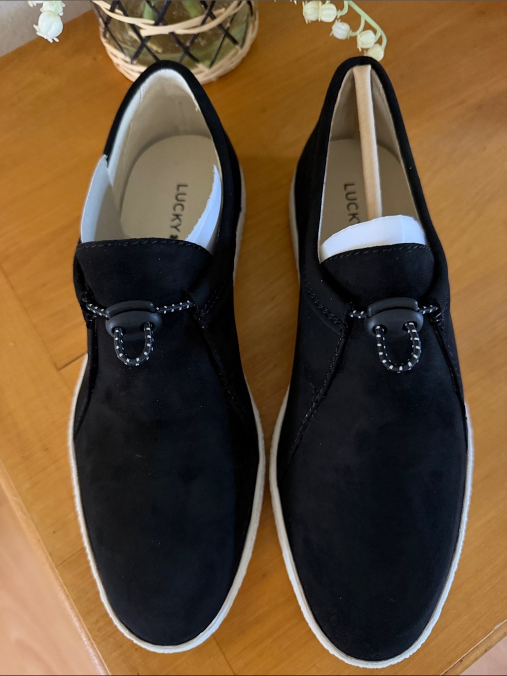 Lucky Brand Black Suede Slip-On Sneakers with White Sole - Picture 3 of 13